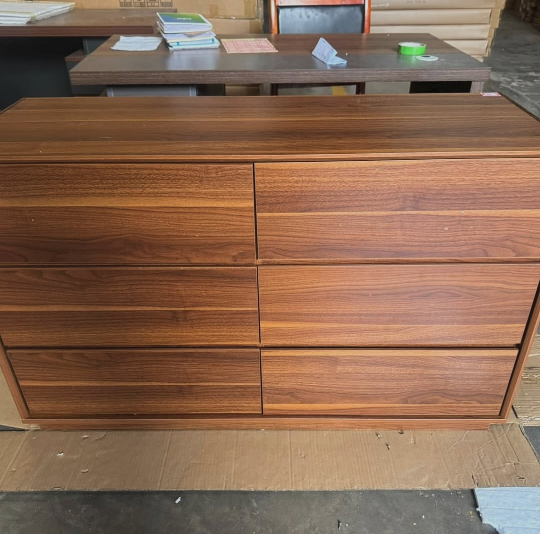 Walnut 6-Drawer Dresser Chest of Drawers with Anti-Tipping Structure 47-Inch