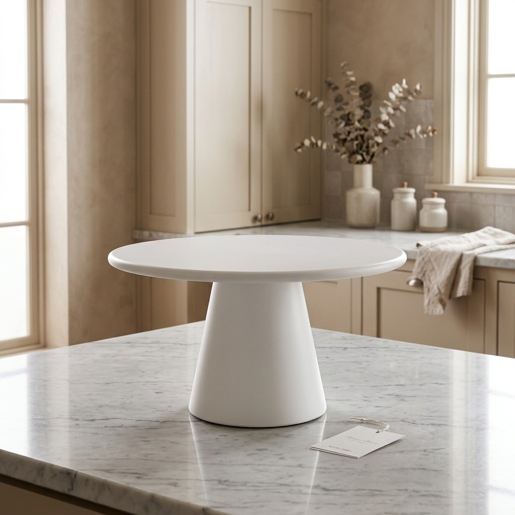 31cm White Round Melamine Cake Stand with Raised Pedestal Model 83891