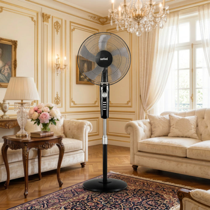 Sanford 18 Inch Stand Fan SF938SFN with 60W motor and adjustable height, available in Nairobi, Kenya