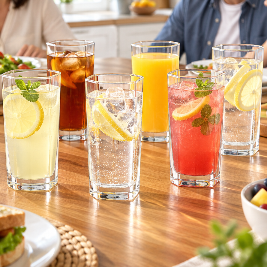 Set of 6 Glass Cups 275ml