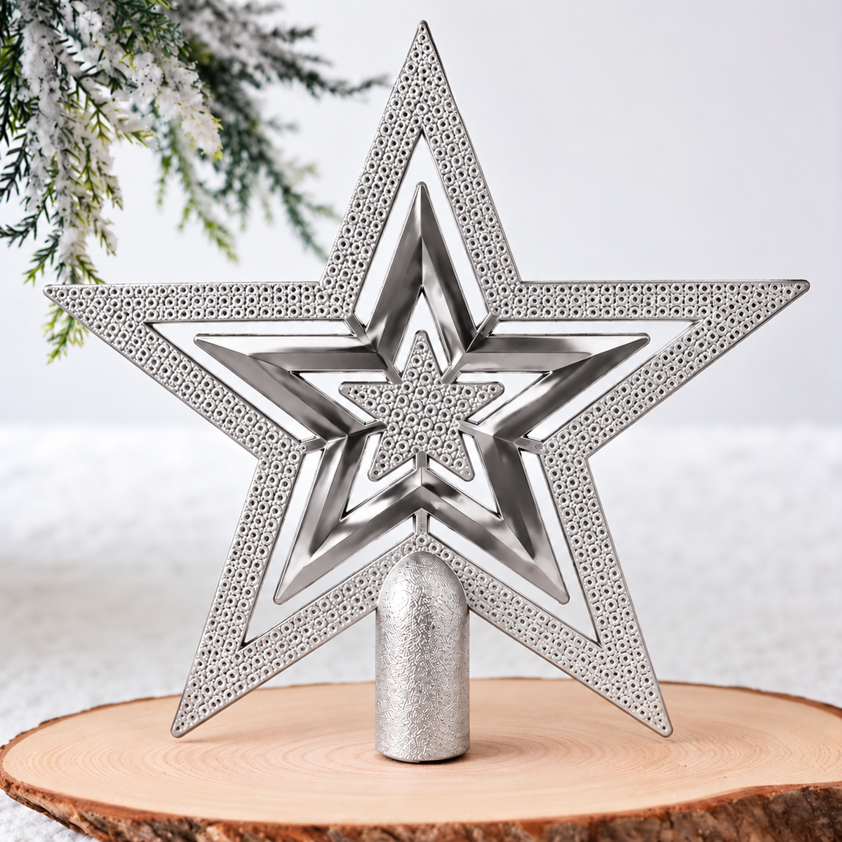 Silver five-pointed hollow layered Christmas tree topper star available in Nairobi, Kenya