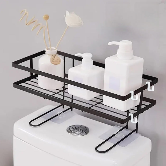 Single layer metallic toilet top organiser rack, black, 34 × 15 × 7 cm, available in Nairobi, Kenya