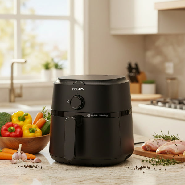 1000 Series 3.2L air fryer with 1300W power and RapidAir technology for healthier frying, baking, grilling, and roasting NA110/09.