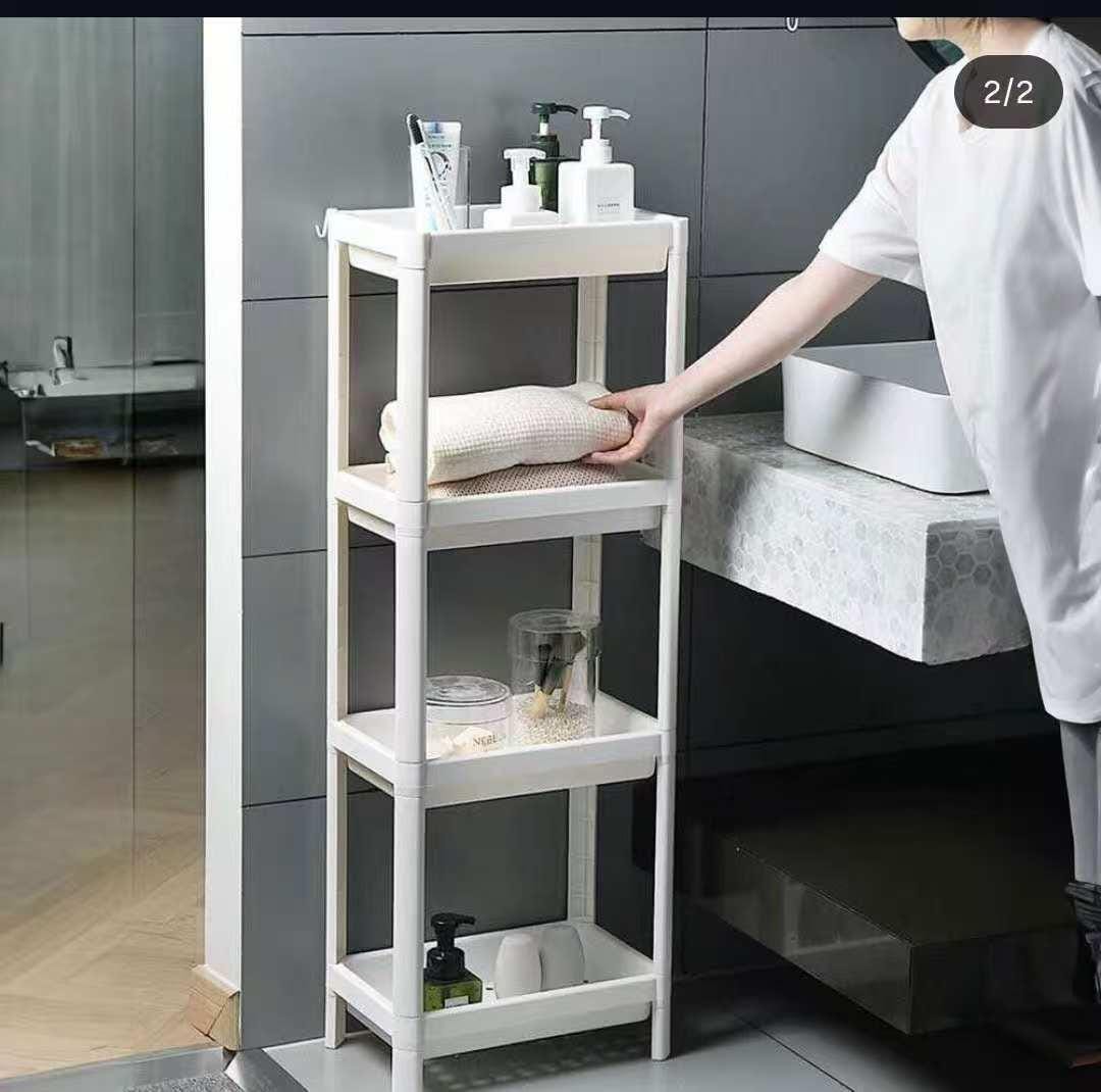 White four-tier multipurpose storage trolley with wheels for vegetables, cosmetics and bathroom accessories, available in Nairobi, Kenya