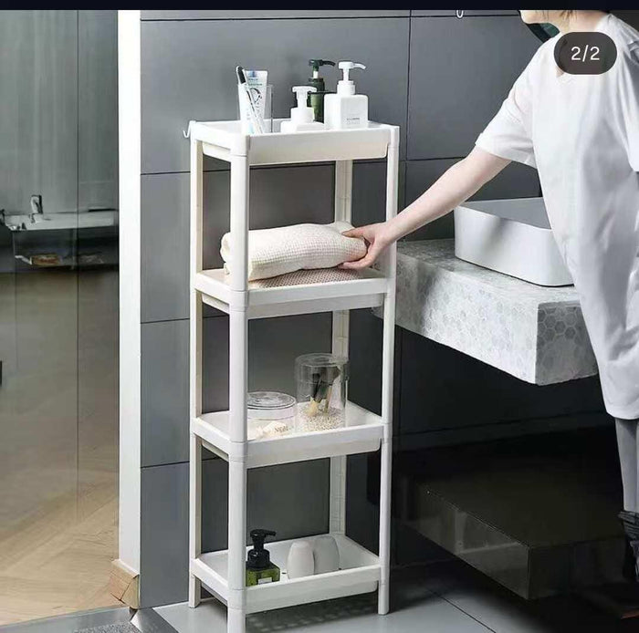White four-tier multipurpose storage trolley with wheels for vegetables, cosmetics and bathroom accessories, available in Nairobi, Kenya