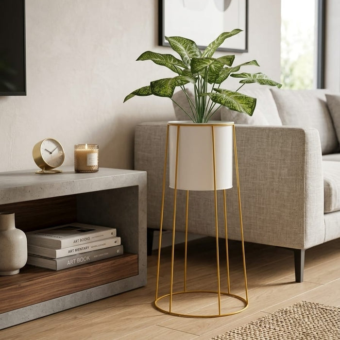 White iron floor-standing flower pot rack, 56 × 21 × 30 cm, plant not included, available in Nairobi, Kenya