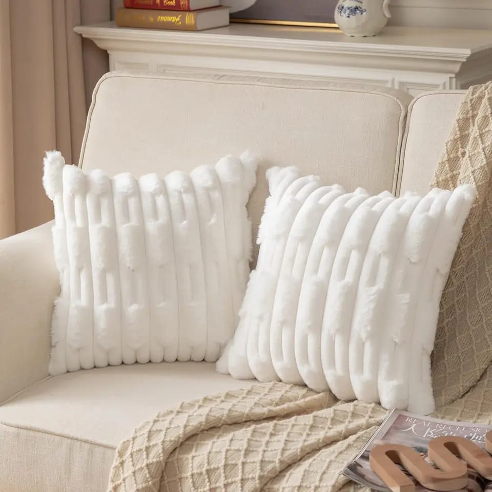 White Plush Cushion Cover, 45 x 45 cm - available in Nairobi, Kenya