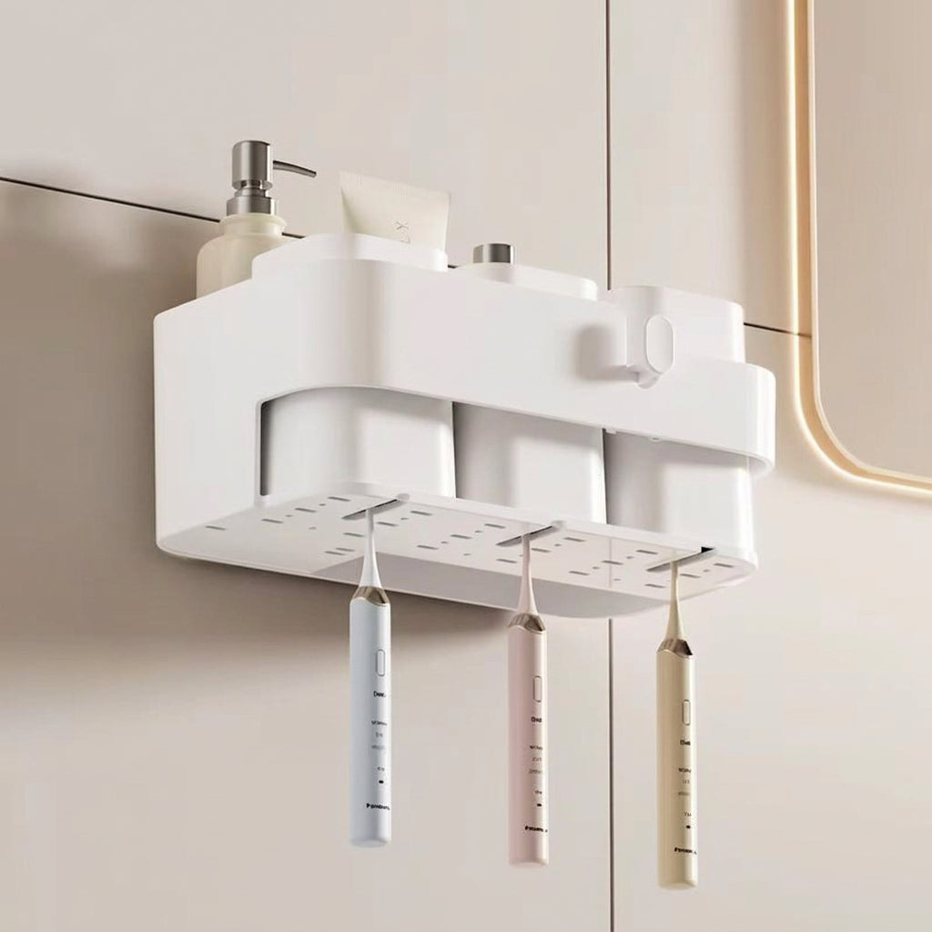 White wall-mounted toothbrush holder with 3 cups, available in Nairobi, Kenya