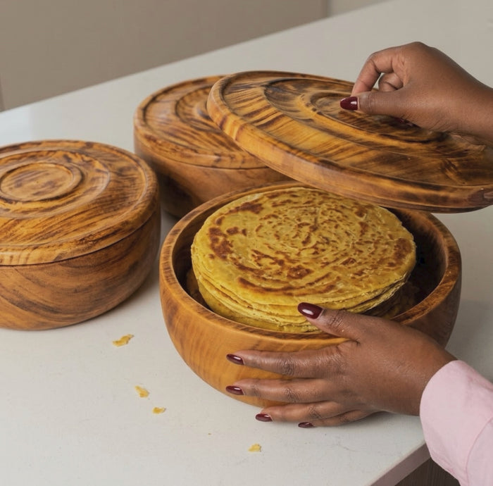 Wooden chapati serving bowl for everyday meals and family dining, available in Nairobi, Kenya