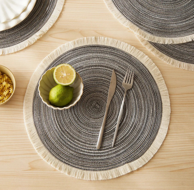 Woven round braided table placemat, dark grey, available in Nairobi, Kenya