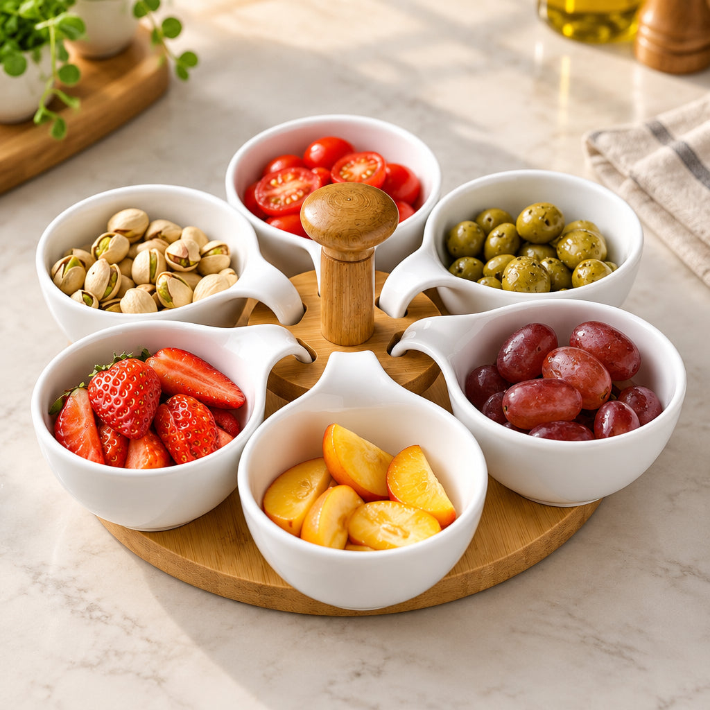 6-piece European salad bowl set with bamboo tray, available in Nairobi, Kenya
