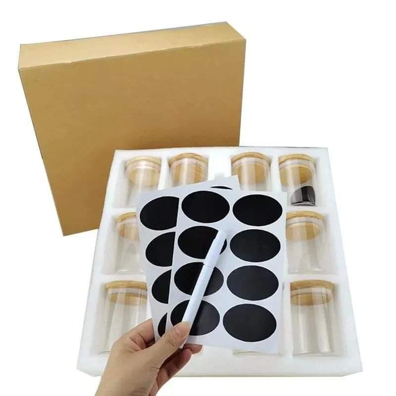 12pcs Glass spice jars set