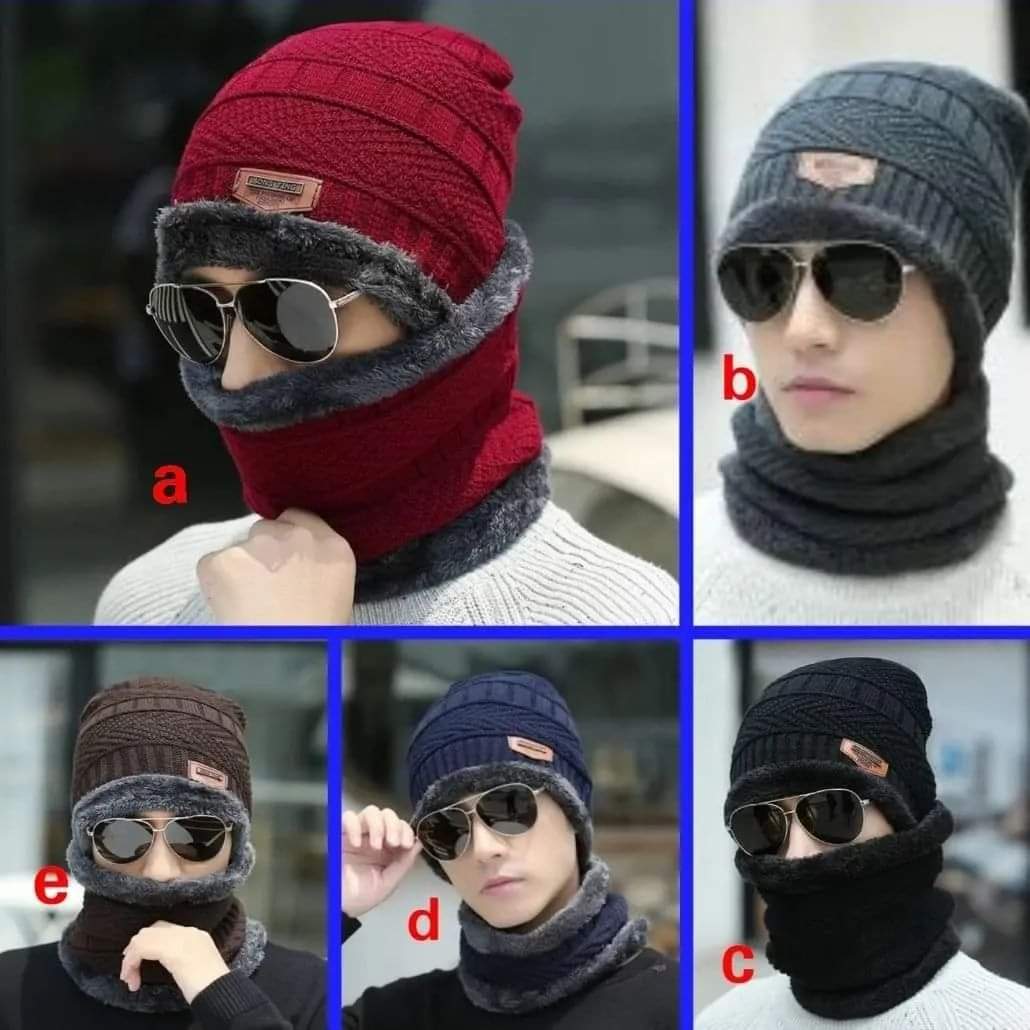 2 in 1 beanie Hats with scarf