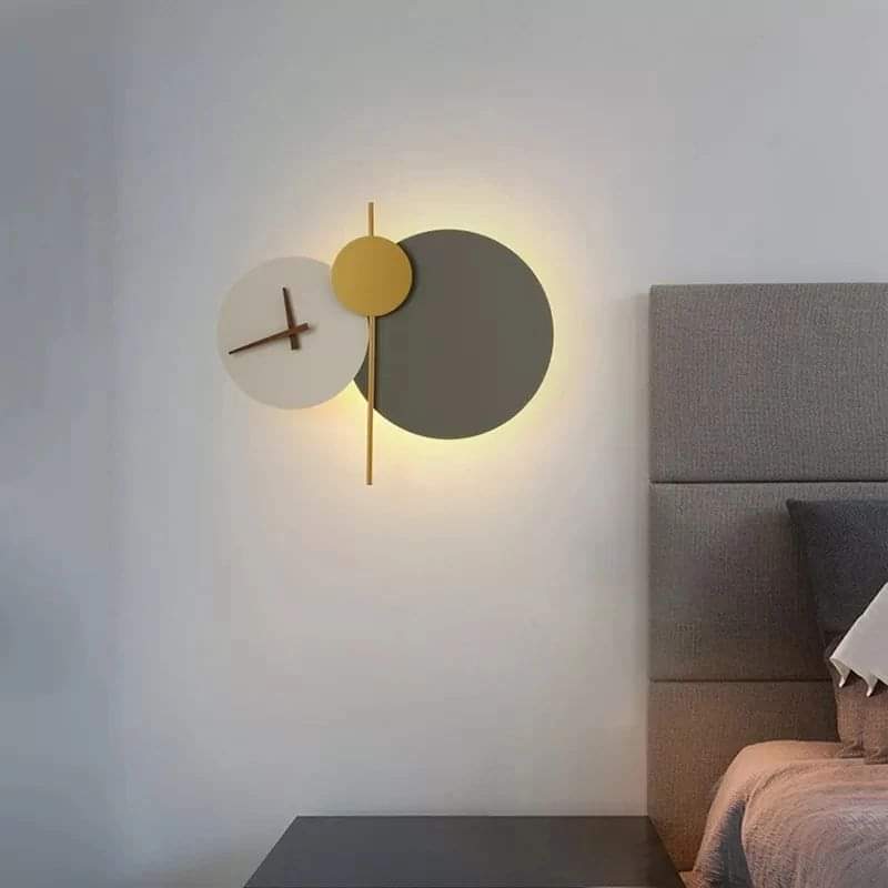Nordic art clock design wall lamp