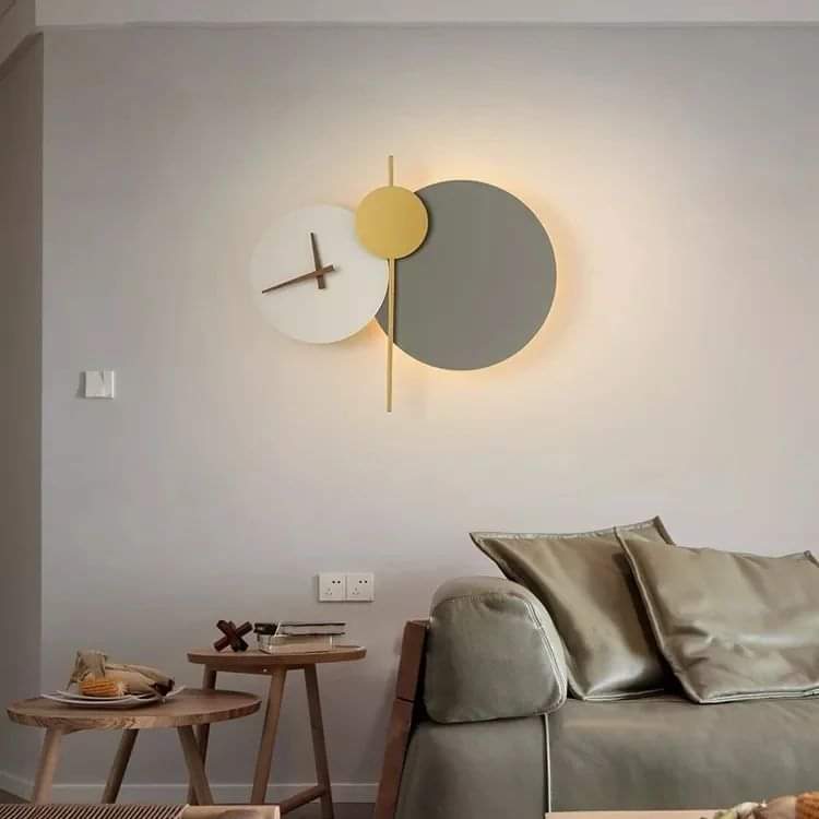 Nordic art clock design wall lamp