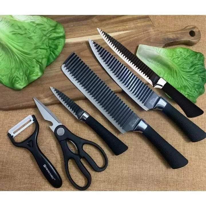 6 pcs black knife set