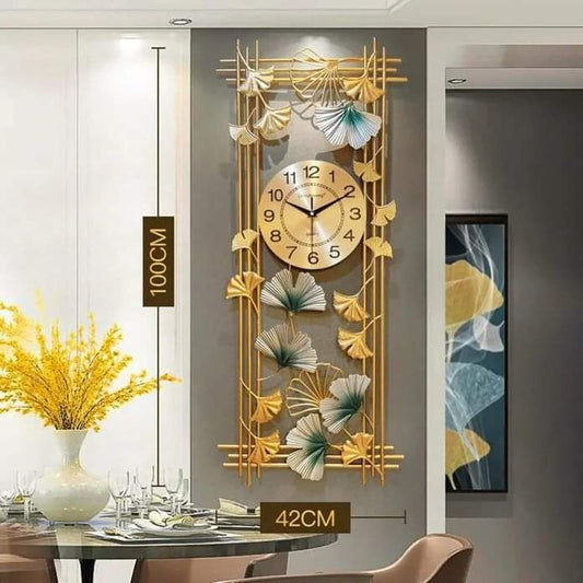 Golden  silent metallic wall clock