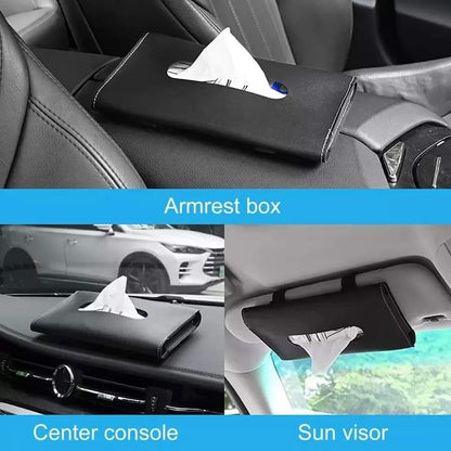 Stylish leather car tissue paper holder