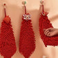 Red chenille microfiber kitchen/bathroom towels