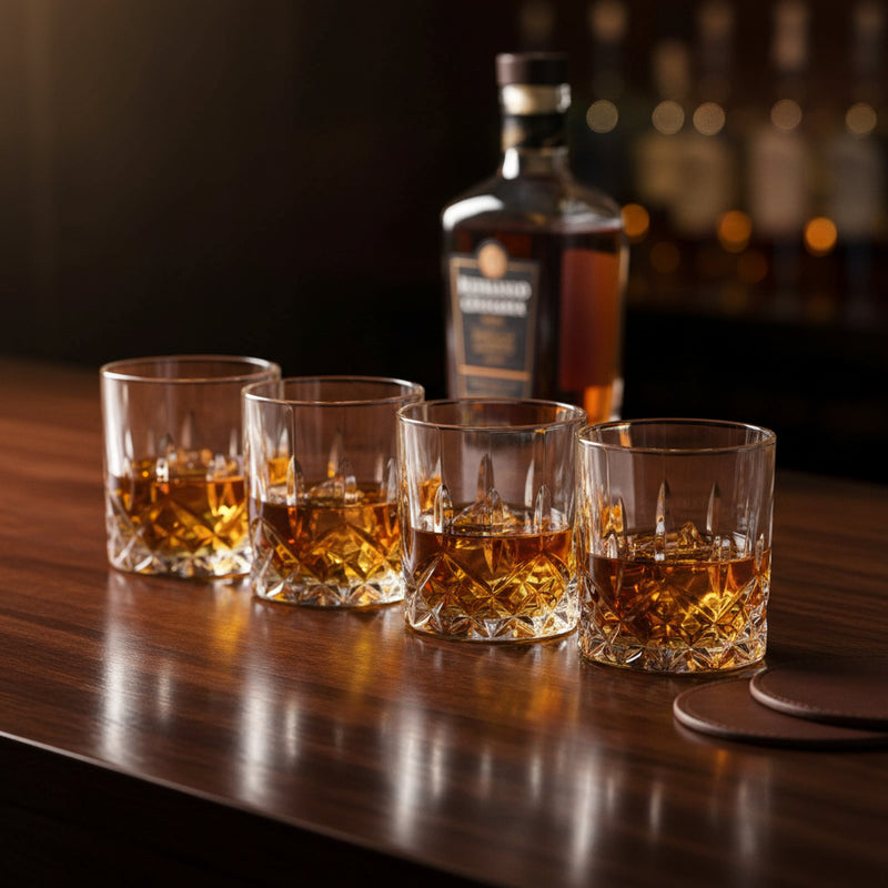 6 piece whiskey glass set 320ml clear tumblers for drinks