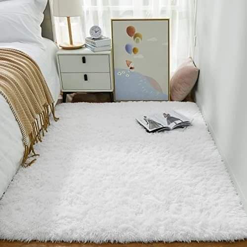 Pure white fluffy carpet