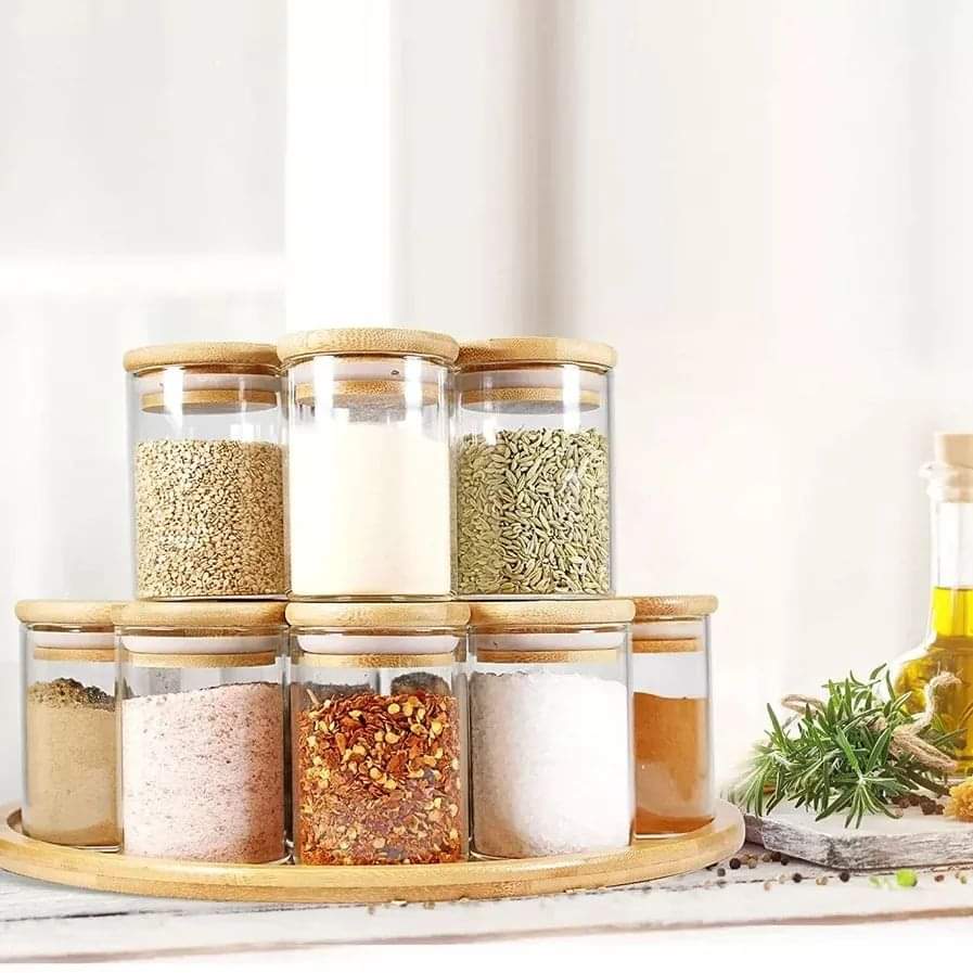 Glass spice jar set with free jar stickers and pen