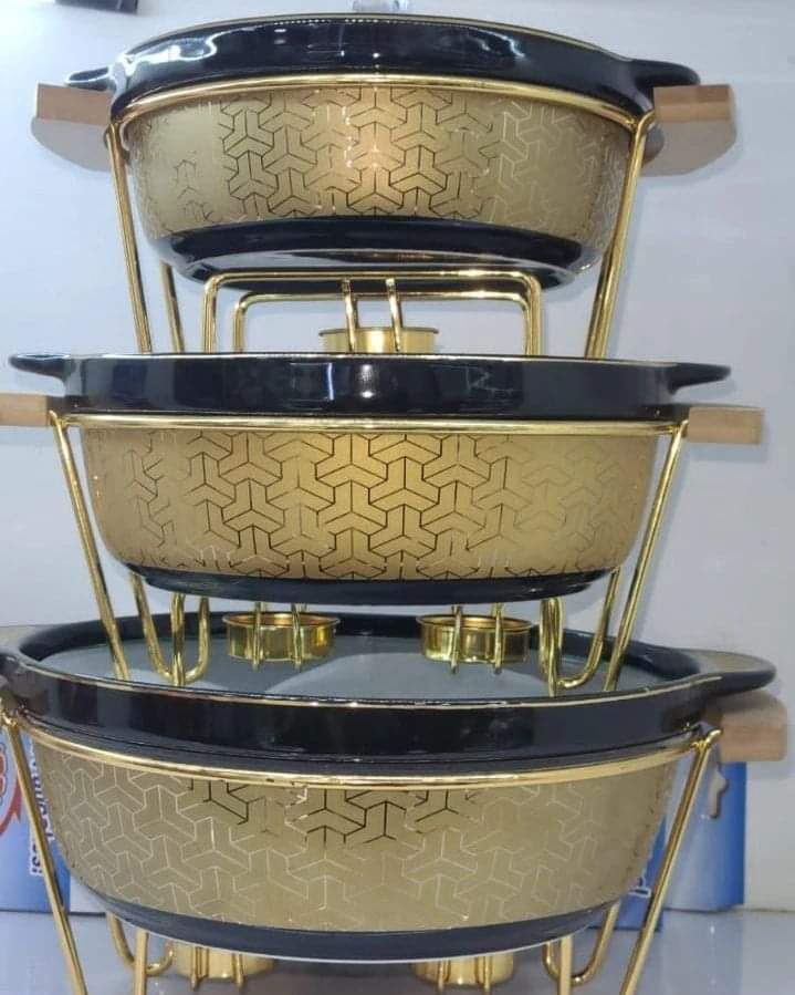 3pcs Ceramic golden Chaffing Dish Set