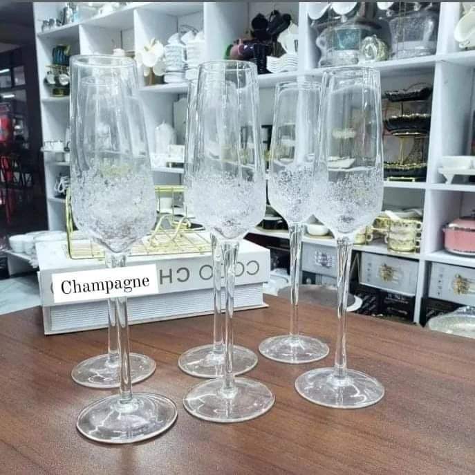 6pcs Crystal Long Stem Champagne Glasses