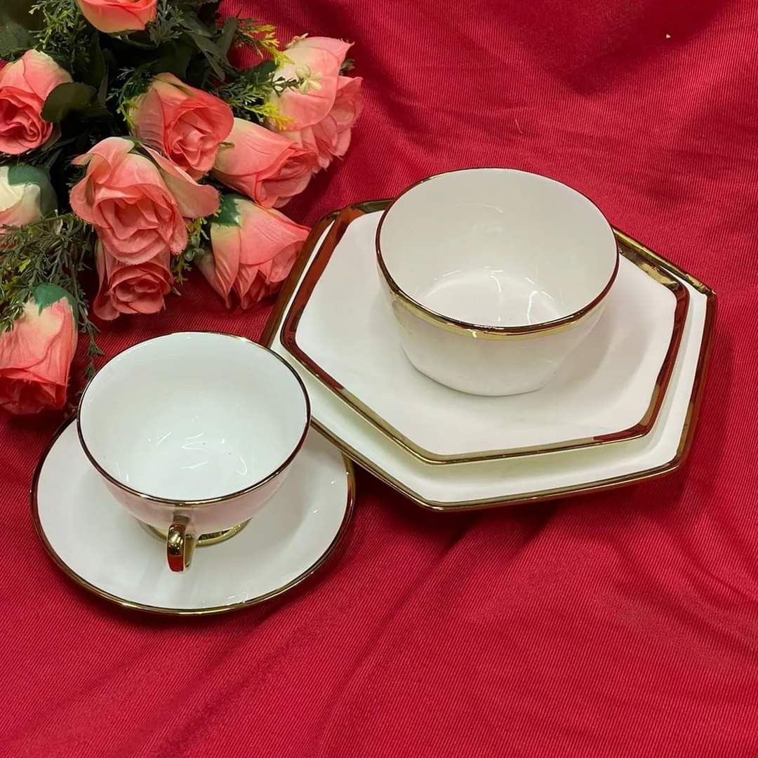 30 PCs Gold rimmed dinner set