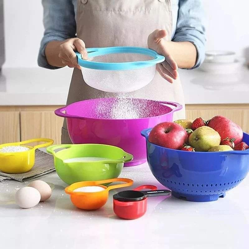 Colourful 10 pcs multipurpose mixing bowl set