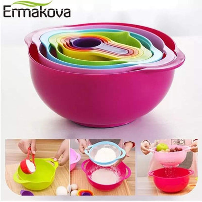 Colourful 10 pcs multipurpose mixing bowl set