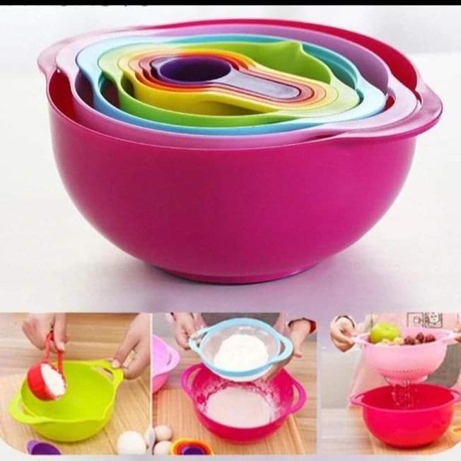 Colourful 10 pcs multipurpose mixing bowl set