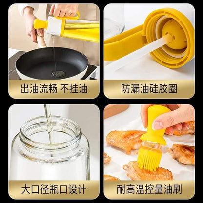 Premium quality oil can with silicon basting brush