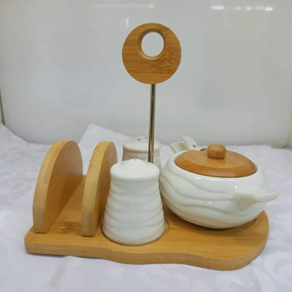 Tissue holder,pepper/salt shaker & sugar dish set
