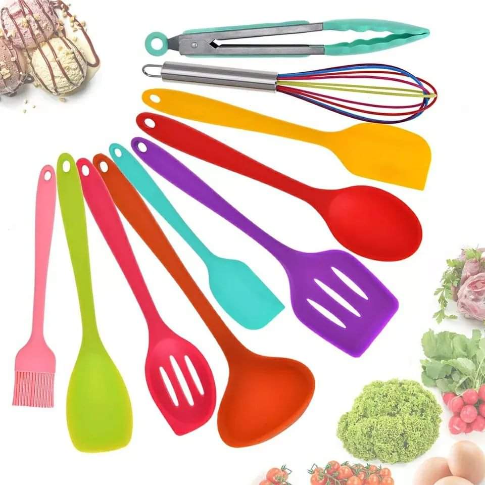 Heat resistant 10 piece silicone cooking set