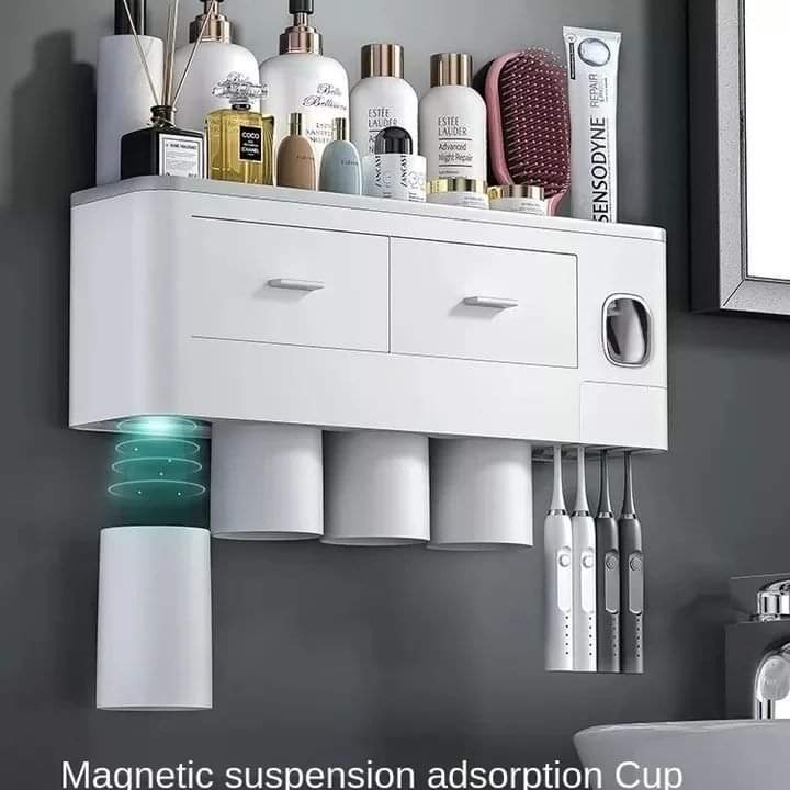4Cups luxury toothbrush holder with 2 separate drawers