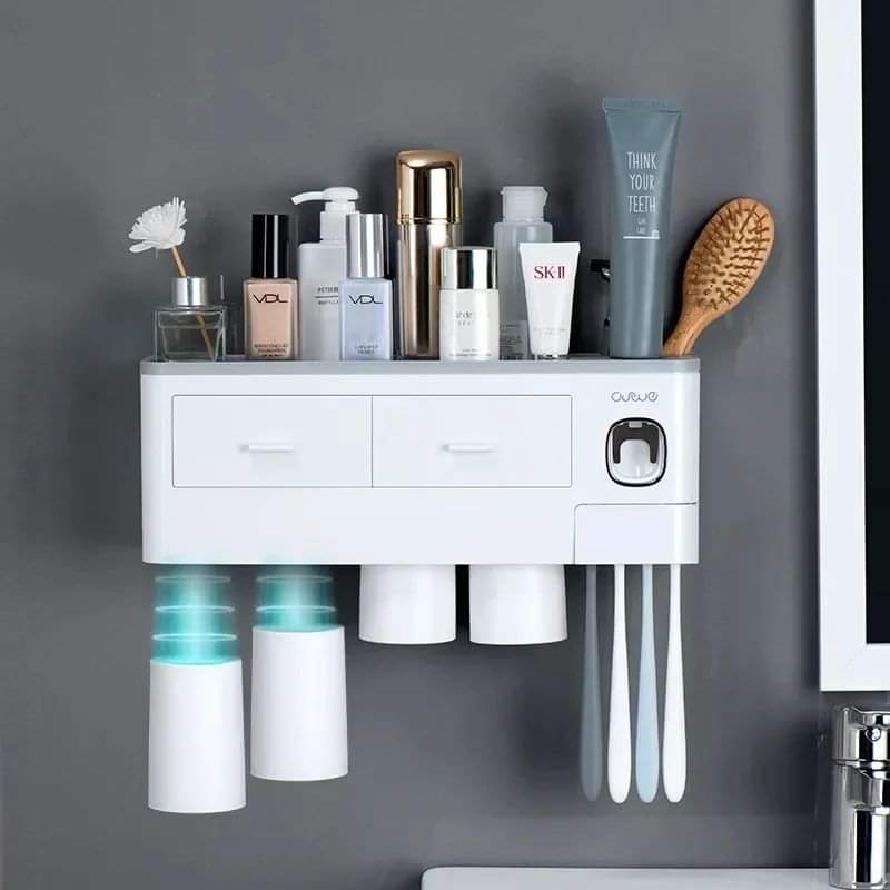 4Cups luxury toothbrush holder with 2 separate drawers