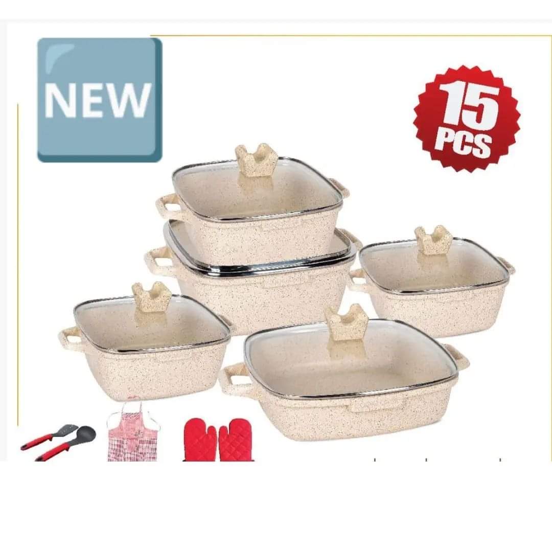 15pcs Marble Coated Cookware Set