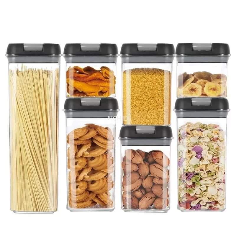 7pc Set Plastic Food Storage Container Jars