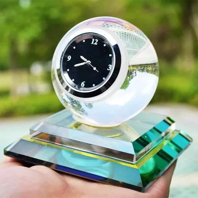 Creative crystal glass ball with clock