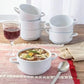 Ceramic soup bowls with saucers