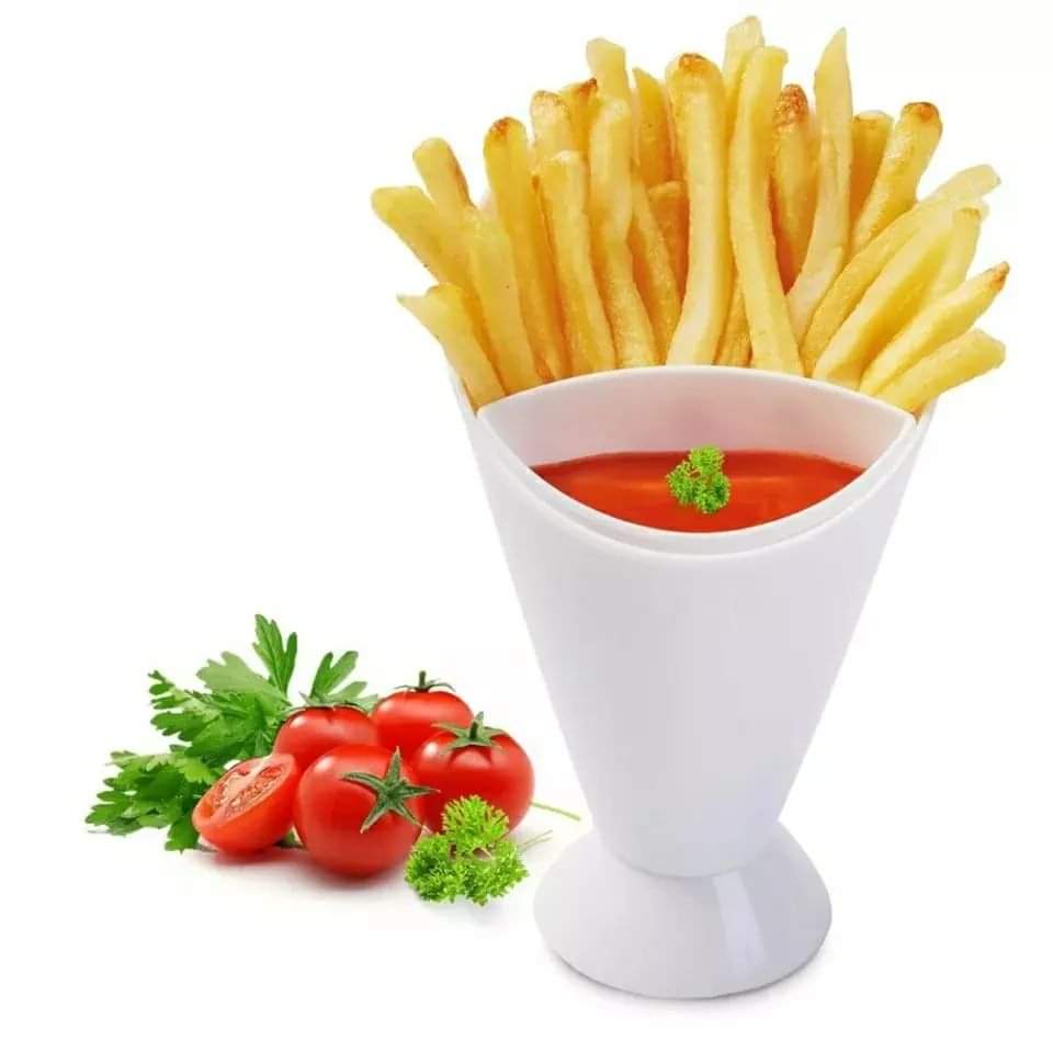 French fries  cone dipping partitioned cup