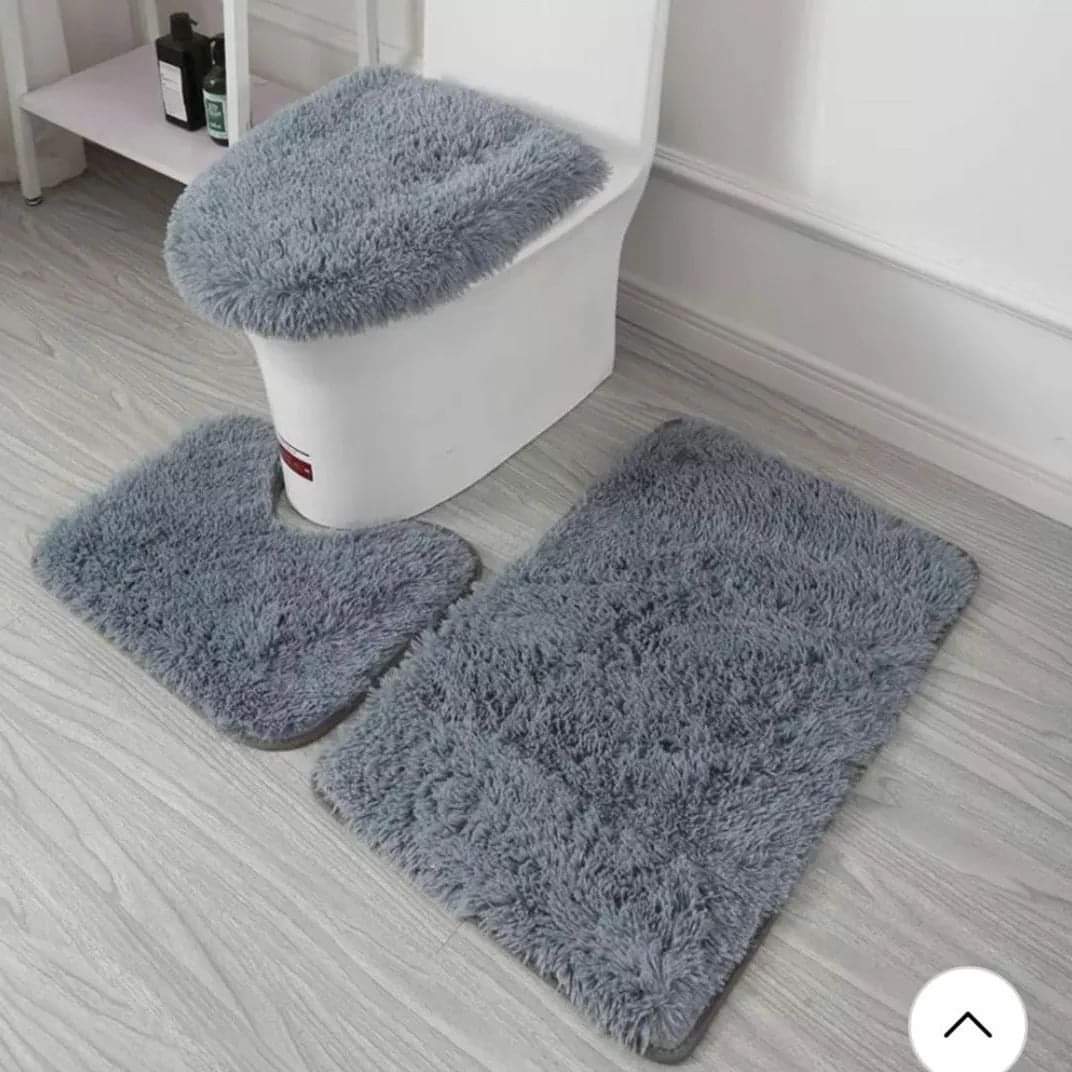 Super absorbent 3pcs fluffy toilet mat set