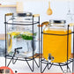 Glass beverage barrel with tap + metallic stand
