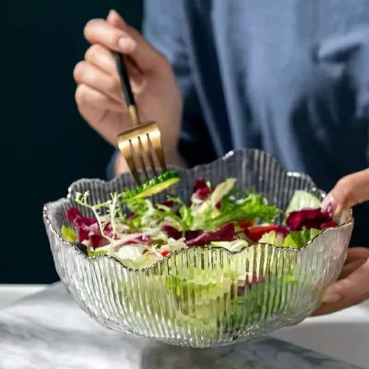 Large capacity glass salad bowls