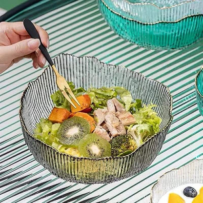 Large capacity glass salad bowls