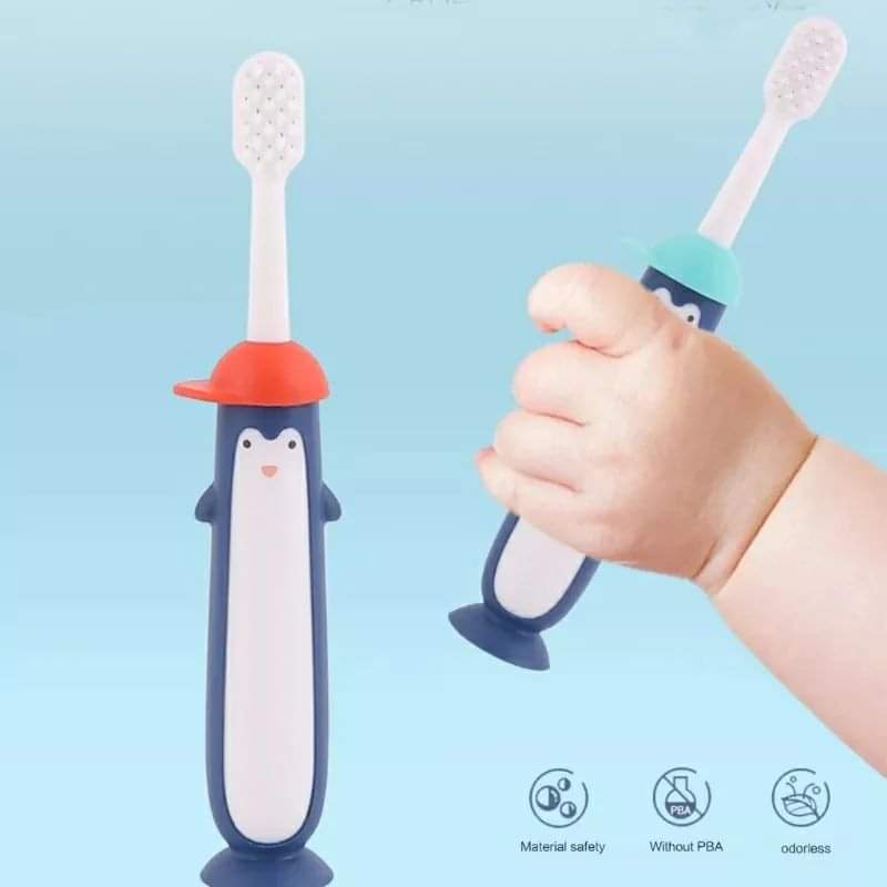 Cute penguin soft bristle kids toothbrush