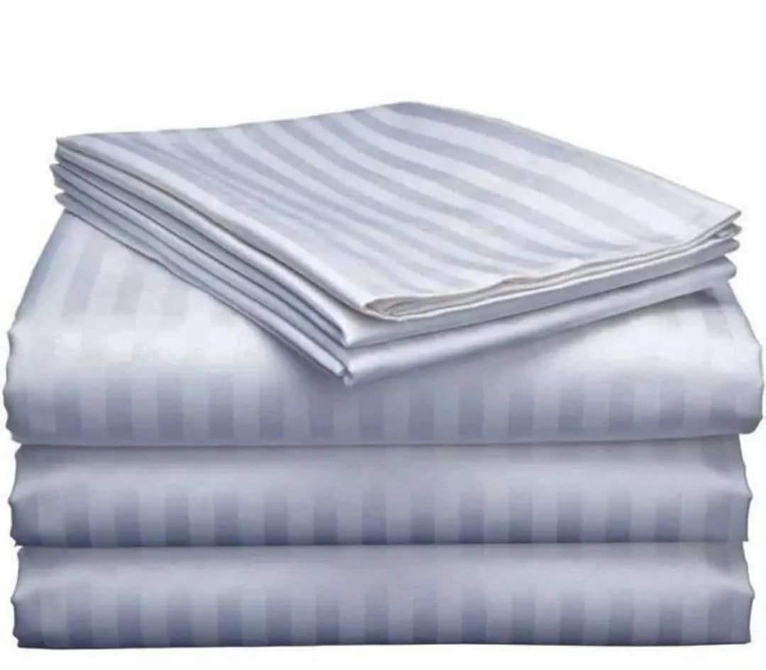 7*8 White Striped Flat Sheets