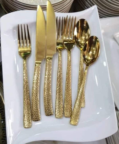 24pcs Heavy Gold Cutlery Set