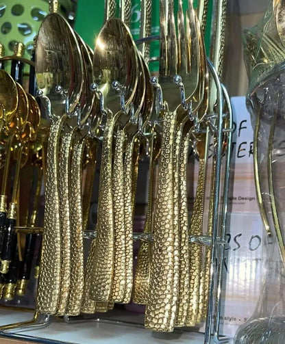 24pcs Heavy Gold Cutlery Set